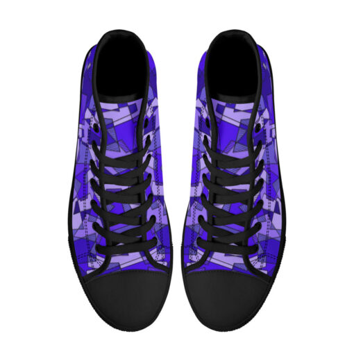 Mosaic Geometric Blue High-Top Shoes - Image 3