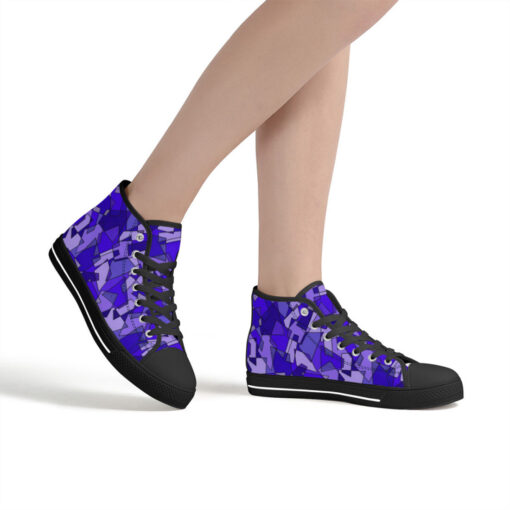 Mosaic Geometric Blue High-Top Shoes - Image 7