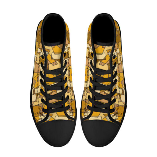 Mosaic Geometric Yellow High-Top Shoes - Image 3