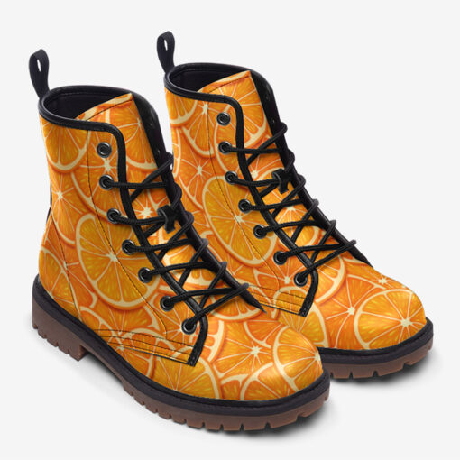 Orange Fruit Slice Trendy Leather Boots - Image 2