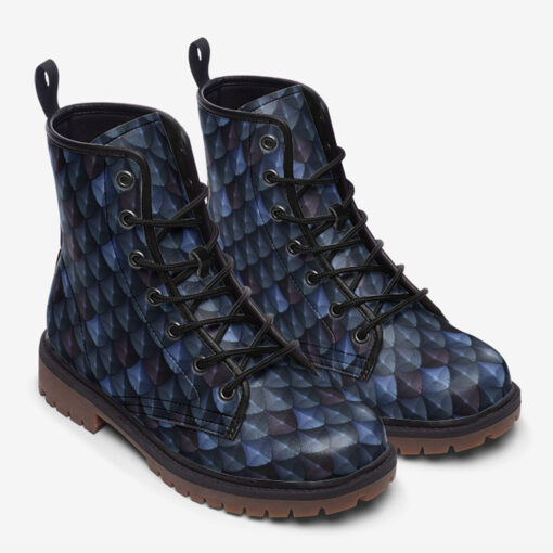 Blue Dragon Reptile Scale Trendy Leather Boots - Image 2