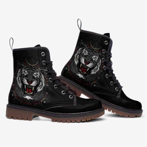 Tiger Art Print Trendy Leather Boots