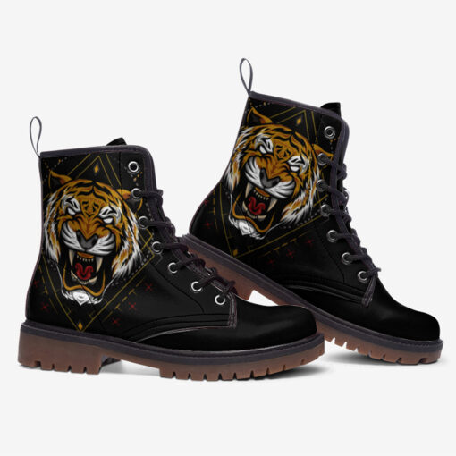 Tiger Print Trendy Leather Boots