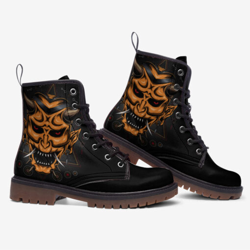 Japanese Devil Mask Trendy Leather Boots