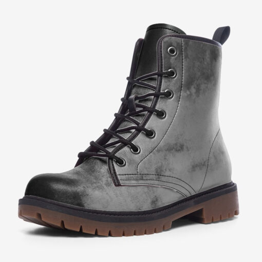 Abstract Gray Grunge Trendy Leather Boots - Image 3