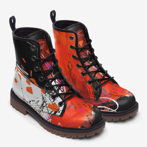 Modern Art Abstraction Trendy Leather Boots - Image 2