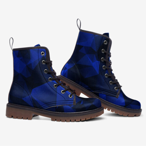 Polygonal Blue Geometric Trendy Leather Boots