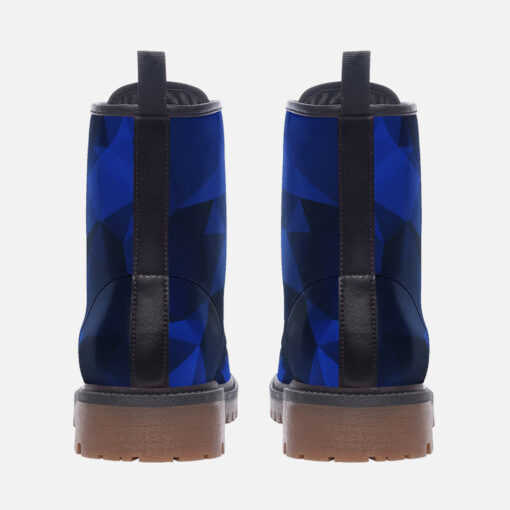 Polygonal Blue Geometric Trendy Leather Boots - Image 4