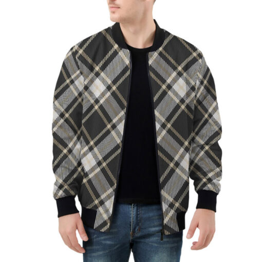 Stripe Square Background Bomber Jacket