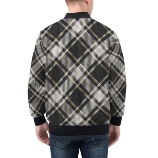 Stripe Square Background Bomber Jacket - Image 3