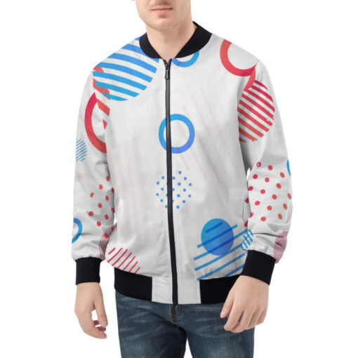 Trendy Geometric Shapes Bomber Jacket - Image 3