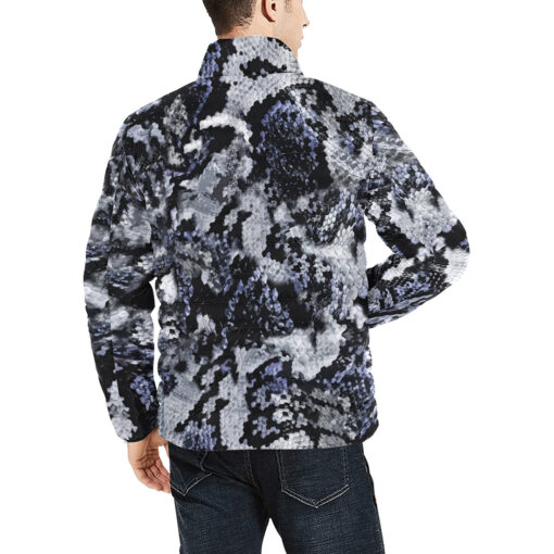 Snake Skin Texture Blue Men's Padded Jacket - Image 4