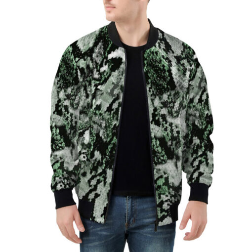 Snake Skin Texture Green Bomber Jacket