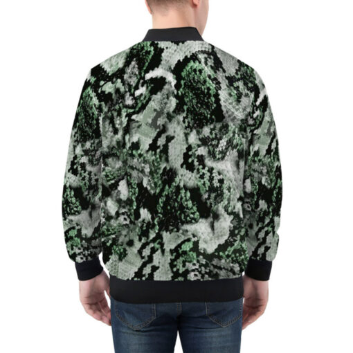 Snake Skin Texture Green Bomber Jacket - Image 2