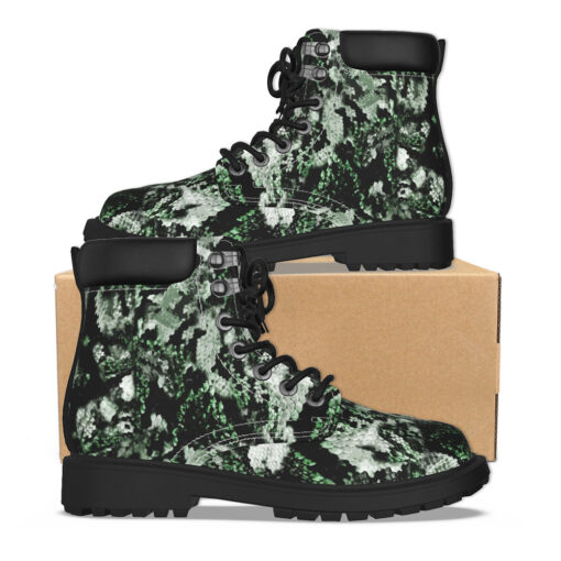 Snake Skin Texture Green Classic Boots