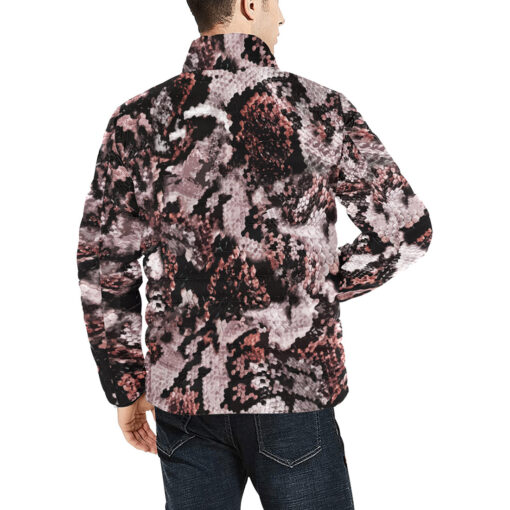 Snake Skin Texture Red Men's Padded Jacket - Image 4