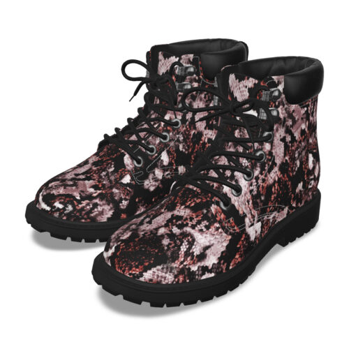 Snake Skin Texture Red Classic Boots - Image 5