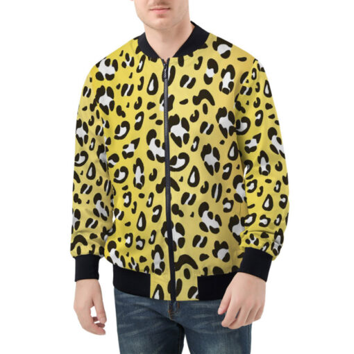 Leopard Art Texture Bomber Jacket - Image 3