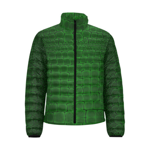 Green Alligator Pattern Men's Padded Jacket