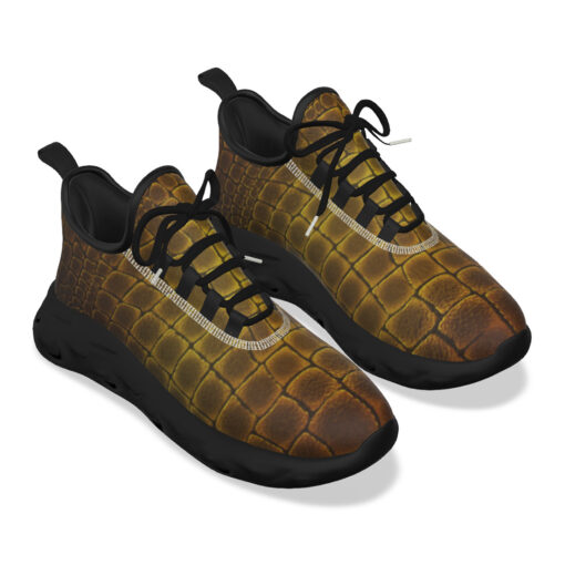 Golden Alligator Pattern Sports Shoes - Image 5