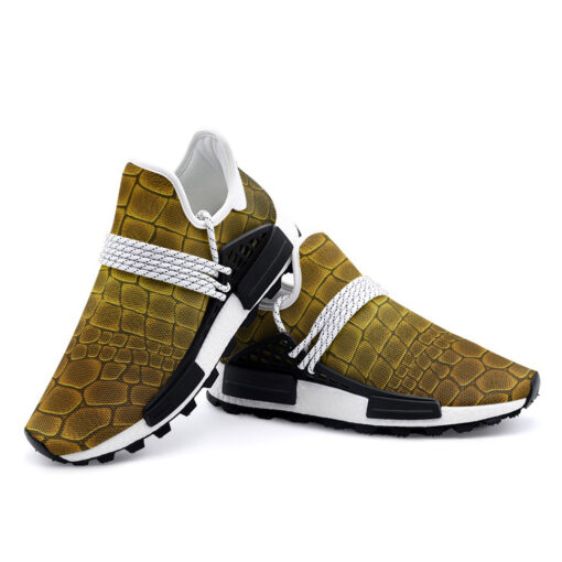 Golden Alligator Pattern Mesh Sneakers