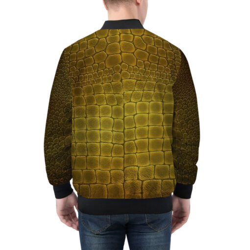 Golden Alligator Pattern Bomber Jacket - Image 2