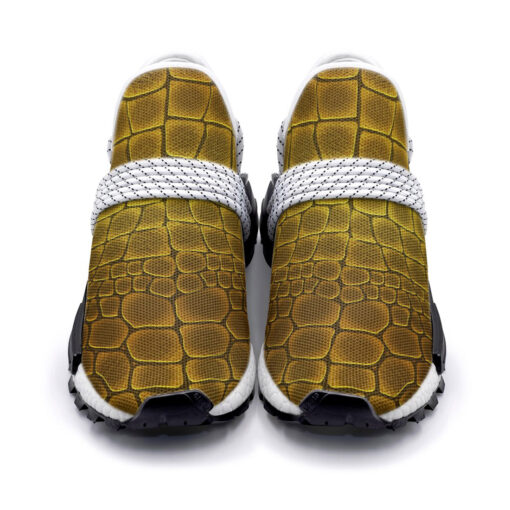 Golden Alligator Pattern Mesh Sneakers - Image 4