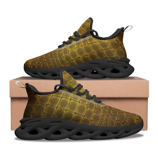 Golden Alligator Pattern Sports Shoes - Image 2