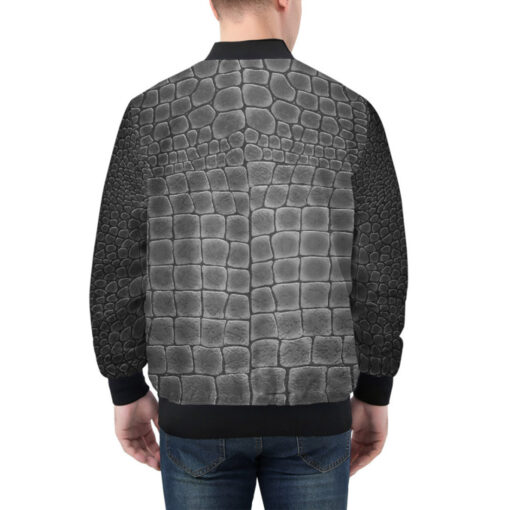 Silver Alligator Pattern Bomber Jacket - Image 2