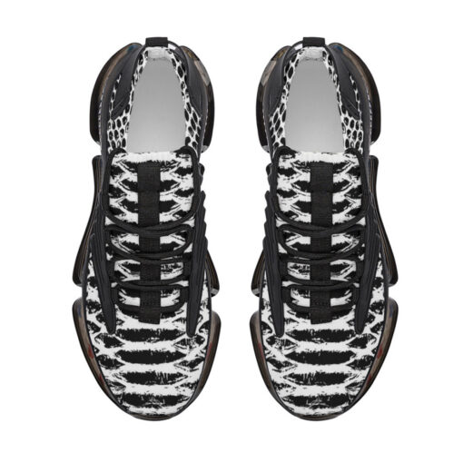 Snake Pattern Black and White Air Sneakers - Image 3