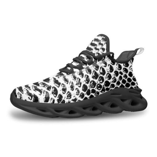 Snake Pattern Black and White Sports Shoes