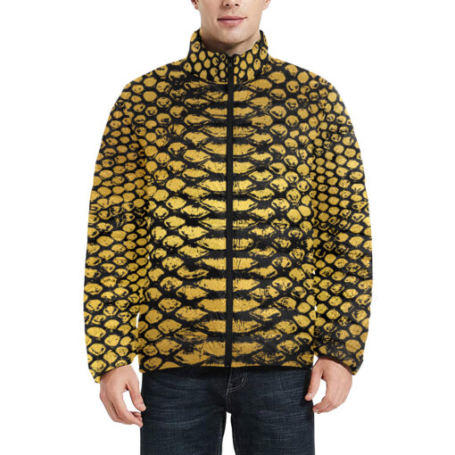 Golden Snake Scales Ornament Men's Padded Jacket - Image 3