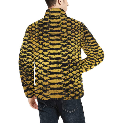 Golden Snake Scales Ornament Men's Padded Jacket - Image 4