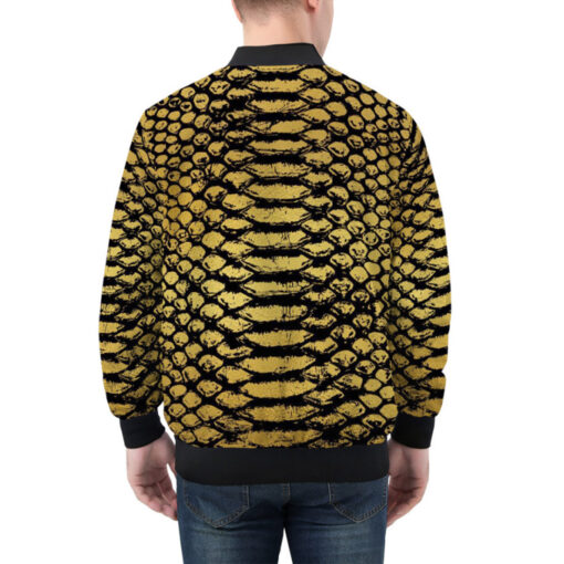 Golden Snake Scales Ornament Bomber Jacket - Image 2