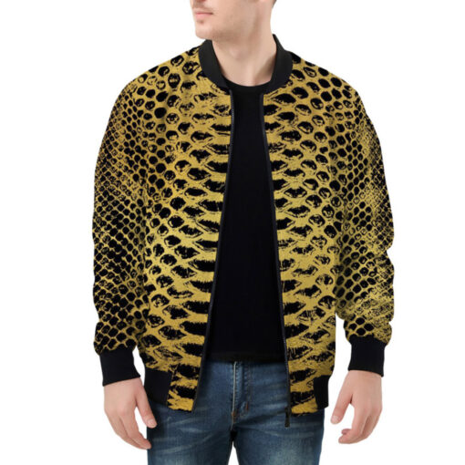 Golden Snake Scales Ornament Bomber Jacket