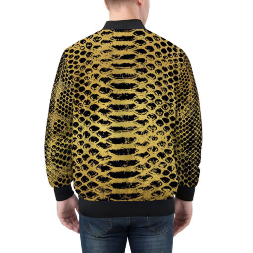 Golden Snake Scales Ornament Bomber Jacket - Image 2