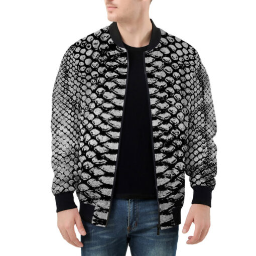 Silver Snake Scales Ornament Bomber Jacket