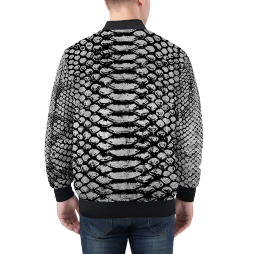 Silver Snake Scales Ornament Bomber Jacket - Image 2