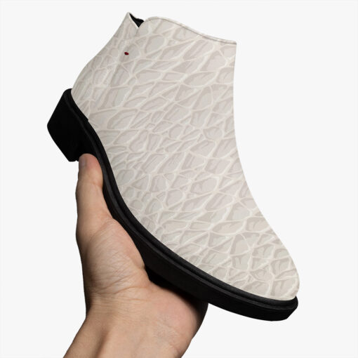 White Leather Texture Fashion Boots - Image 3