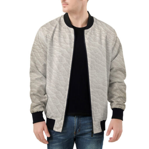 White Leather Texture Bomber Jacket