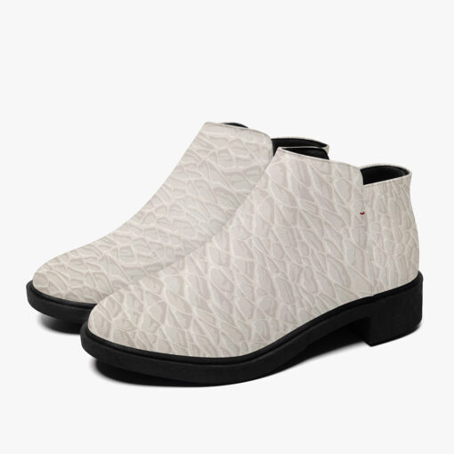 White Leather Texture Fashion Boots - Image 5