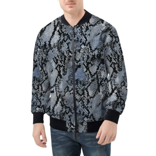 Snakeskin Texture Bomber Jacket - Image 3