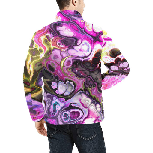 Lilac Marble Gemstone Rock Men's Padded Jacket - Image 4