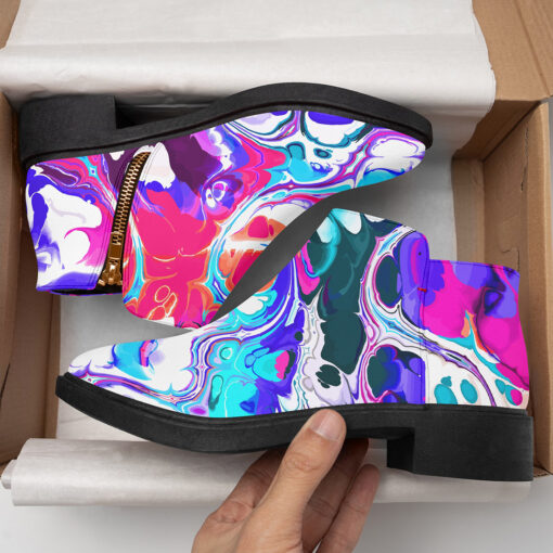 Liquid Flowing Abstract Ink Fashion Boots