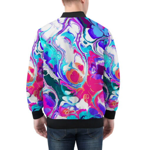 Liquid Flowing Abstract Ink Bomber Jacket - Image 2