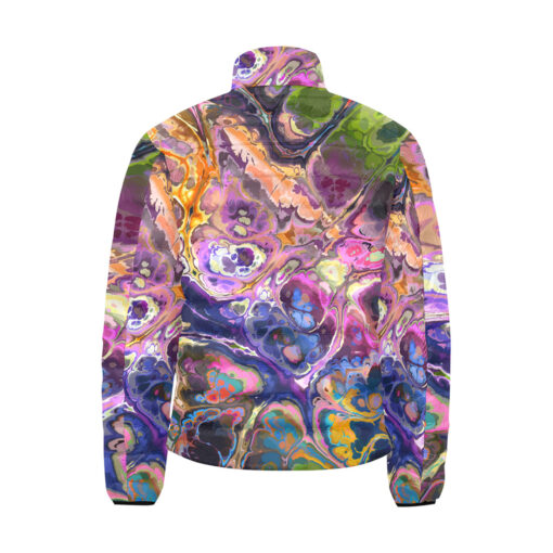 Abstract Fluid Marble Ink Men's Padded Jacket - Image 2