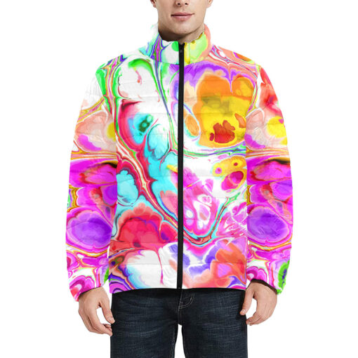 Acrylic Cellular Flowing Marble Men's Padded Jacket - Image 3