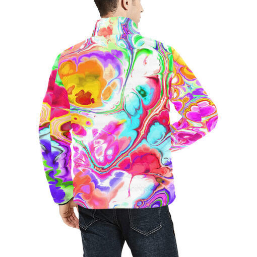 Acrylic Cellular Flowing Marble Men's Padded Jacket - Image 4