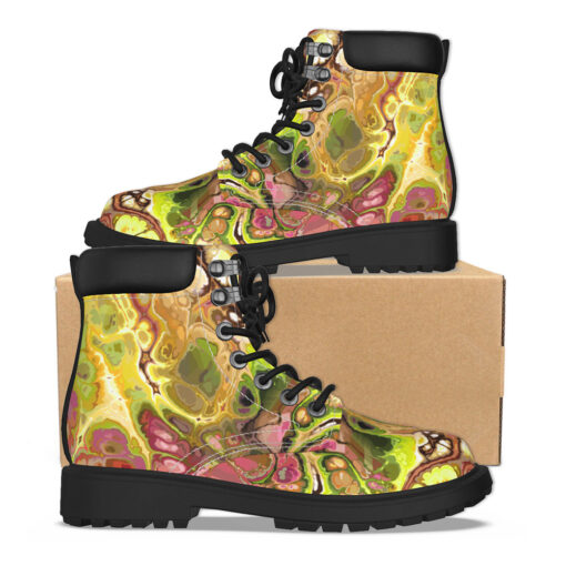 LAbstract Gold Fluid Marble Classic Boots