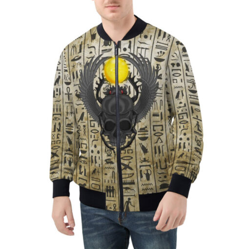 Egypt Winged Beetle Skull Bomber Jacket - Image 3